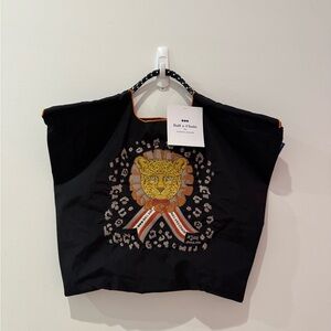 Black Tote with Leopard Graphic